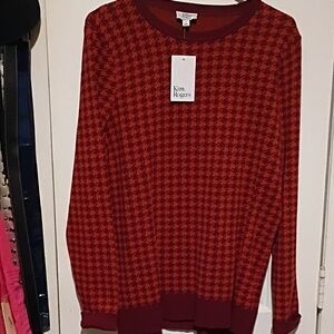 Kim Rogers Burgundy Houndstooth Pullover